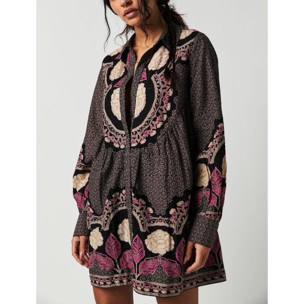 Free People Black and Pink Mini Dress